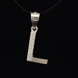 Colgante de Plata 925 Letra L con Piedras Incoloras