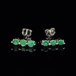 Aros de Plata 925 Chaton Trilogy con Piedras Verdes