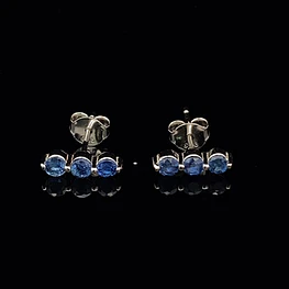 Aros de Plata 925 Chaton Trilogy con Piedra Azul