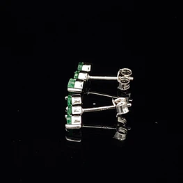 Aros de Plata 925 Chaton Trilogy con Piedras Verdes