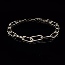 Pulsera De Plata 925 Limada Eslabon Abierto