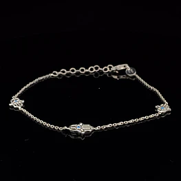 Pulsera De Plata 925 Limada Con Mano De Fatima
