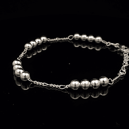 Pulsera De Plata 925 Figaro 3x1 Con Esferas Lisas