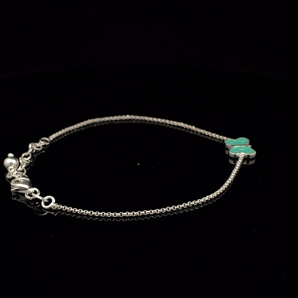 Pulsera De Plata 925 Limada Con Mariposa