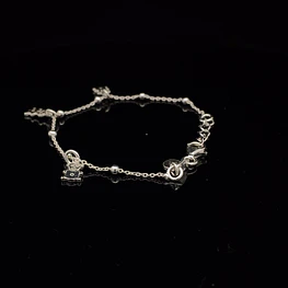 Pulsera de Plata 925 Limada con Esferas y Osos Colgantes
