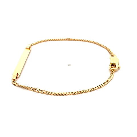 Pulsera de Oro Rosado 18K Grommet con Placa 
