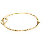 Pulsera de Oro Rosado 18K Figaro con Eslabón Pequeño y Dije Love