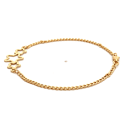 Pulsera de Oro Rosado 18K Figaro con Eslabón Pequeño y Dije Estrellas