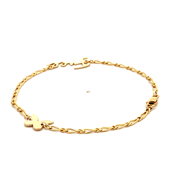 Pulsera de Oro Rosado 18K Figaro con 2 Dijes Free