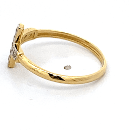 Anillo de Oro Amarillo 18K  Cruz con Micropiedras Incoloras