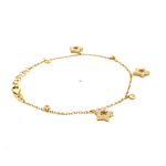 Pulsera de Oro Amarillo 18K Limada con Estrellas y Colgantes de Piedras Incoloras