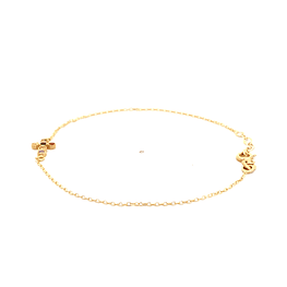 Pulsera de Oro Amarillo 18K Labrada con Dije Cruz y Micro Piedras