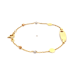 Pulsera de Oro Amarillo 18K Limada con Esferas y Placa con Corazón