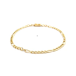 Pulsera de Oro Amarillo 18K Figaro 5x1 con Broche Seguro