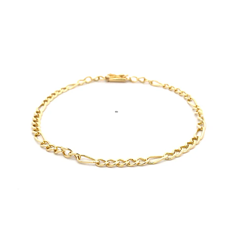 Pulsera de Oro Amarillo 18K Figaro 5x1 con Broche Seguro
