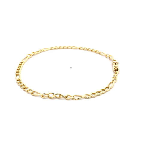 Pulsera de Oro Amarillo 18K Figaro 5x1 con Broche Seguro