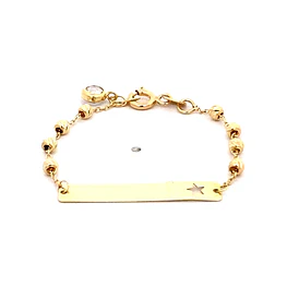 Pulsera de Oro Amarillo 18K con Placa, Pulsera Para Bebé