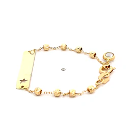 Pulsera de Oro Amarillo 18K con Placa, Pulsera Para Bebé