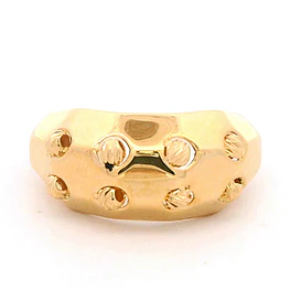 Anillo de Oro Amarillo 18K Bombé con Diseño Diamantado en Rombos