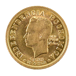 Moneda de Oro Bolivia 20 Bolivianos 1952 (G. Busch) – “Independencia Económica”