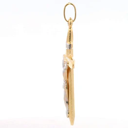 Colgante de Oro Bicolor 18K Crucifijo Inflado