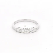 Anillo de Oro 18K Rodinado Cintillo con 5 Diamantes Naturales