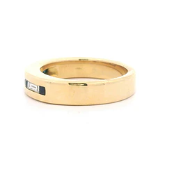 Anillo de Oro 18K Cintillo con 4 Piedras Azules y 3 Diamantes Naturales