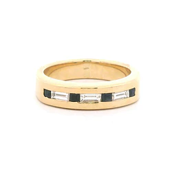 Anillo de Oro 18K Cintillo con 4 Piedras Azules y 3 Diamantes Naturales