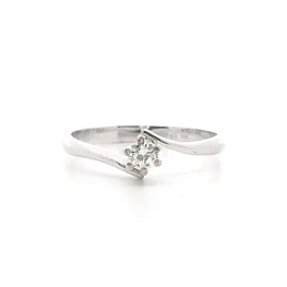 Anillo Solitario en Oro Blanco 18K con Diamante de 0.18 ct VVS-H