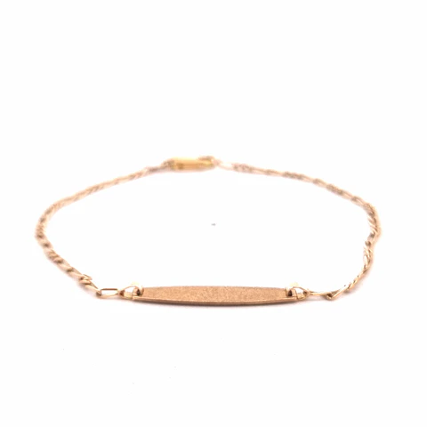 Pulsera de Oro Amarillo 18K Figaro 2x2 con Placa