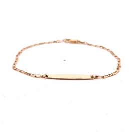 Pulsera de Oro Amarillo 18K Figaro 2x2 con Placa Lisa
