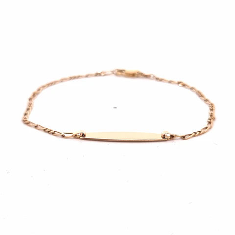 Pulsera de Oro Amarillo 18K Figaro 2x2 con Placa Lisa