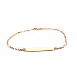 Pulsera de Oro Amarillo 18K Figaro 4x1 con Placa Lisa