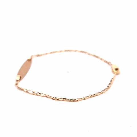 Pulsera de Oro Amarillo 18K Figaro 2x2 con Placa