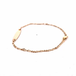 Pulsera de Oro Amarillo 18K Figaro 2x2 con Placa Lisa