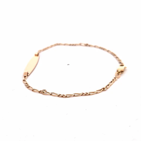 Pulsera de Oro Amarillo 18K Figaro 2x2 con Placa Lisa