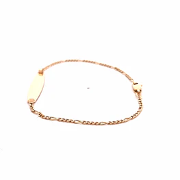 Pulsera de Oro Amarillo 18K Figaro 4x1 con Placa Lisa
