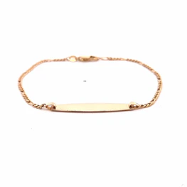 Pulsera de Oro Rosado 18K Figaro 4x1 con Placa Lisa