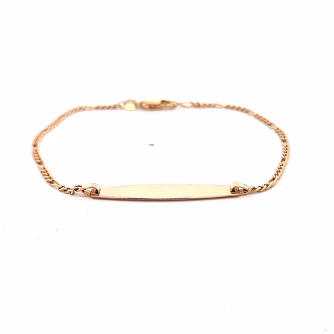 Pulsera de Oro Rosado 18K Figaro 4x1 con Placa Lisa