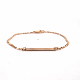 Pulsera de Oro Rosado 18K Figaro 6x1 con Placa Facetada