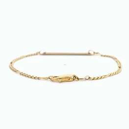 Pulsera de Oro Amarillo 18K Figaro 6x1 con Placa Facetada