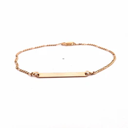 Pulsera de Oro Amarillo 18K Figaro 4x1 con Placa Rectangular Lisa