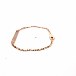 Pulsera de Oro Rosado 18K Figaro 6x1 con Placa Facetada