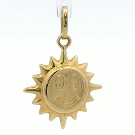 Colgante de Oro Amarillo 18K Sol de Dos Caras