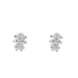 Aros de Oro Blanco 18K Niña con Micropiedras Incoloras