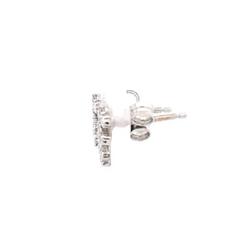 Aros de Oro Blanco 18K Niña con Micropiedras Incoloras