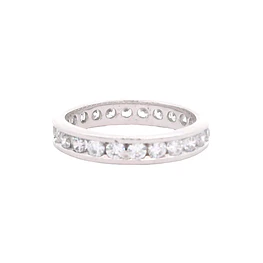 Anillo de Oro Blanco 18K Cintillo con Micropiedras Incoloras
