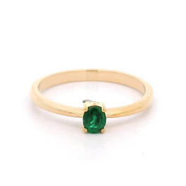 Anillo De Oro Amarillo 18K Solitario Con Esmeralda