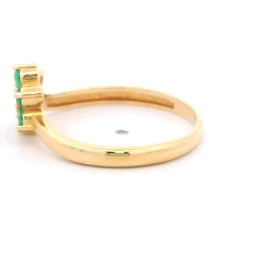 Anillo De Oro Amarillo 18K Flor Con Esmeraldas