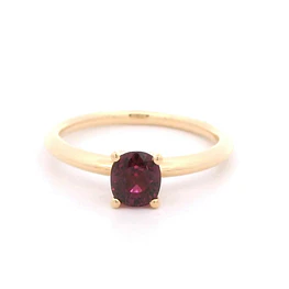 Anillo De Oro Amarillo 18K Solitario Con Rubí